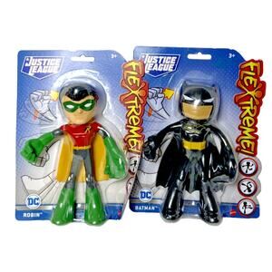 Mattel Flextreme DC Justice League Batman & Robin 7" Bendable Action Figures 2pk